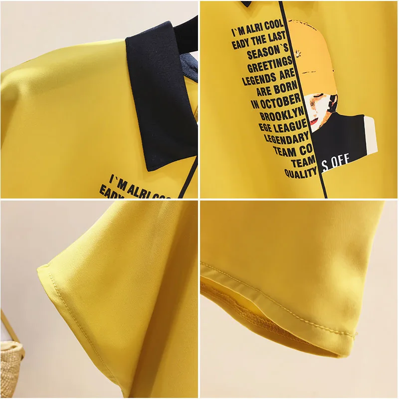 

Womens Clothing Tops Blouses 2020 Ladies Tops Chiffon Blouse Short Sleeve V-Neck Batwing Sleeve Cartoon Blusas Female Shirts