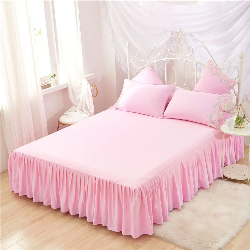 

Pink lace bedding sets full queen king duvet cover princess girls bed skirt bedclothes beautiful quilt cover sets fitted sheet