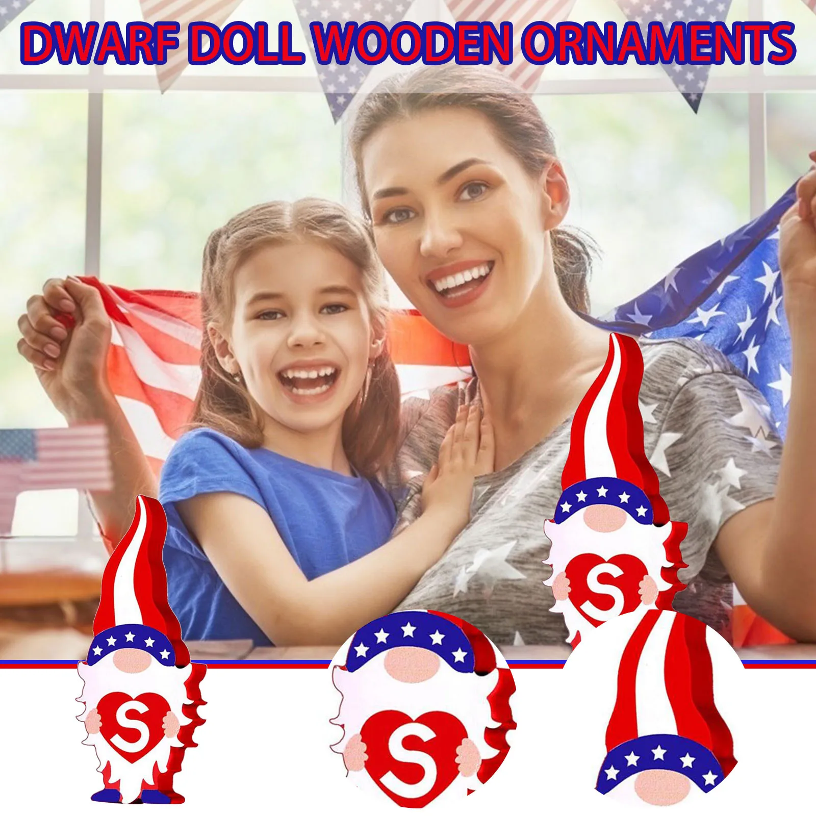 

Home Decor American Independence Day Ornaments Dwarf Doll Wooden Tabletop Ornaments Home Decoration Accessories dekoration