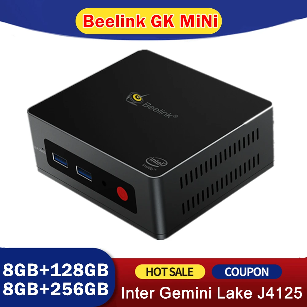 2021 Beelink GK Mini Windows 10 Pro мини ПК Intel-Gemini J4125 DDR4 8 ГБ 128 Гб SSD 2.4G5.8G WiFi Bluetooth 4K HD офисный компьютер