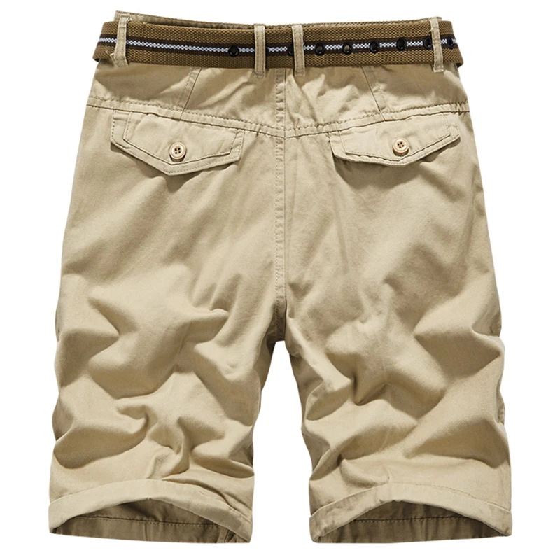

iSurvivor 2021 Men Summer Solid Color Knee Length Cargo Shorts Pants Male Casual Fashion Slim Fit 100% Cotton Cargo Shorts Men