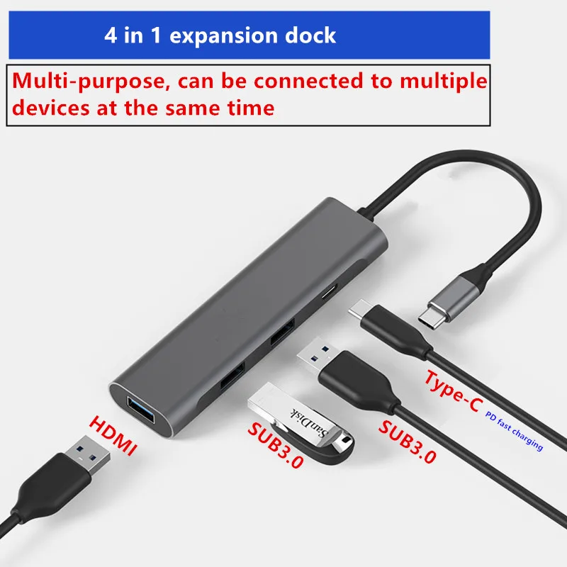 Type-c docking station HDMI HD 4k usb3.0 HUB all-in-one converter multi-function hub for phone MacBook Pro Air Huawei XiaoMi