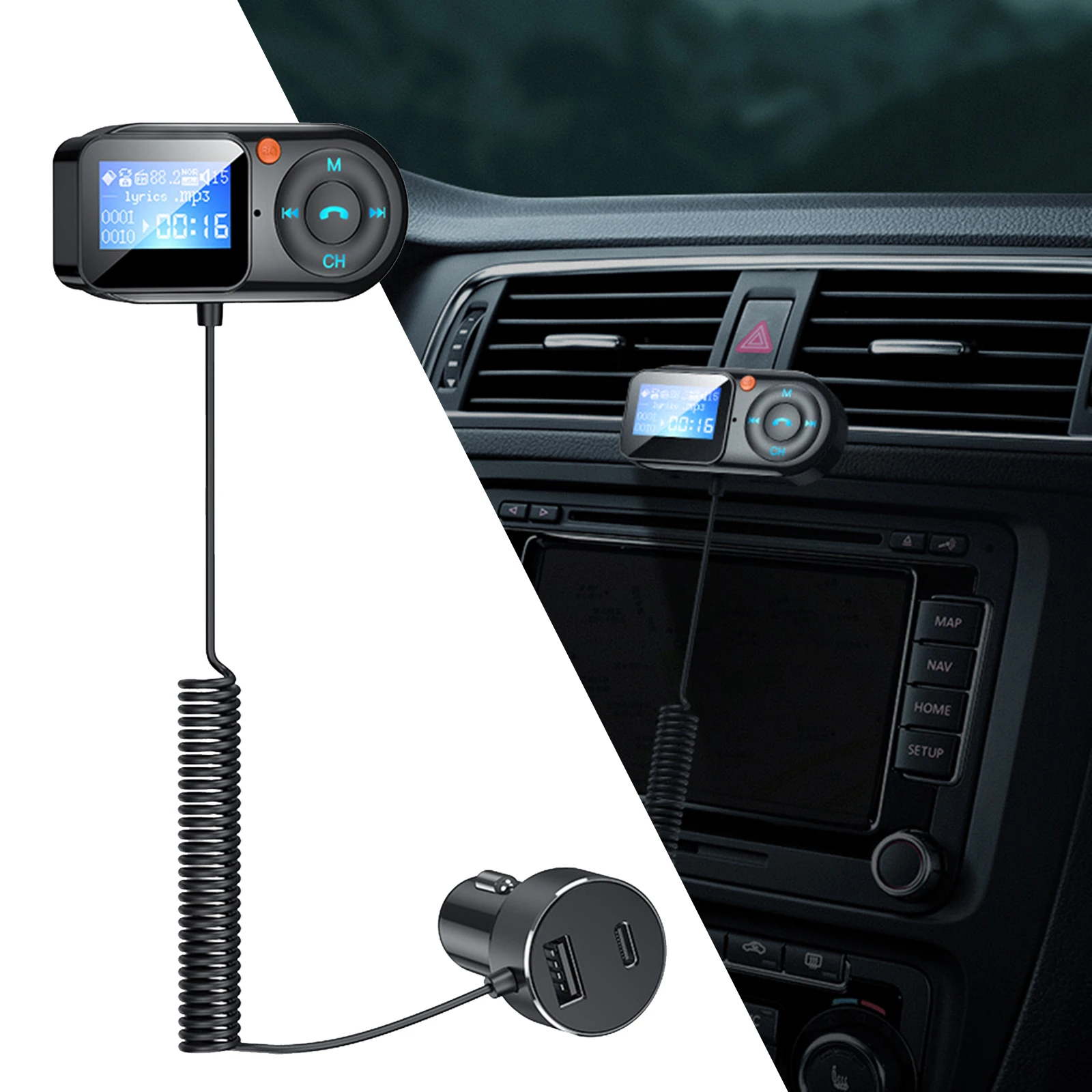 

Автомобильный FM-передатчик T1, Bluetooth, MP3-плеер, беспроводное зарядное устройство USB, поддержка TF-карты, музыкальный плеер, Aux аудиоприемник
