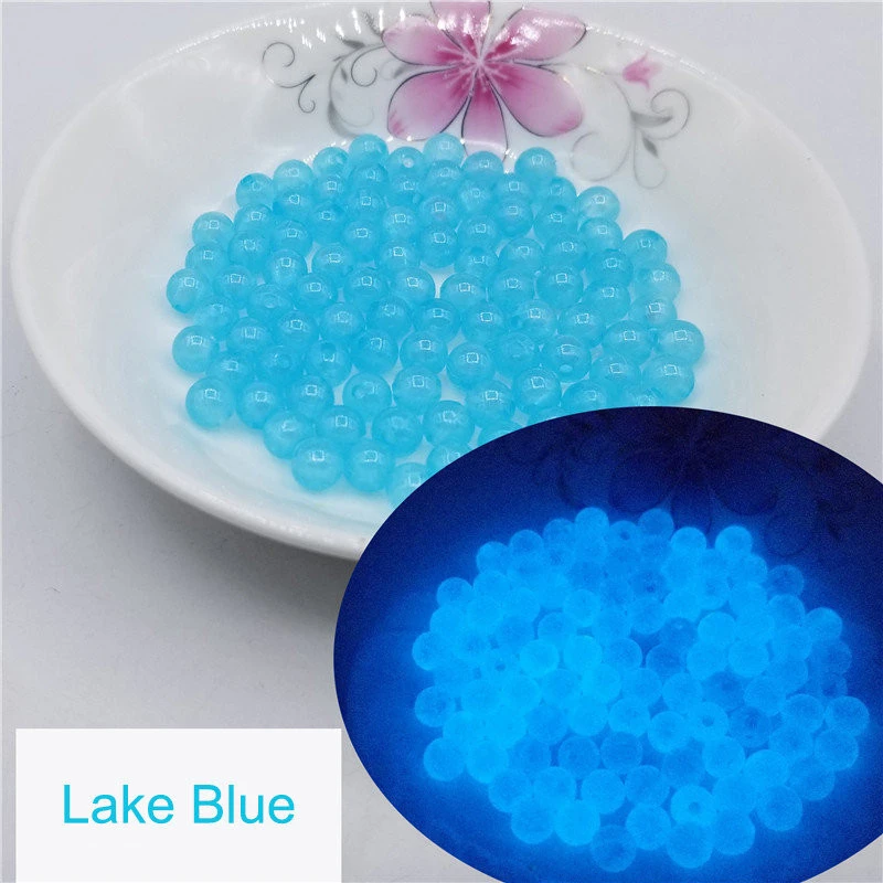 Lake Blue 200 шт 6-12 мм светящийся акриловый бисер светится в темноте разделительные бусины для маркировки ювелирных изделий DIY ожерелье браслет аксессуары - Цвет: Lake Blue