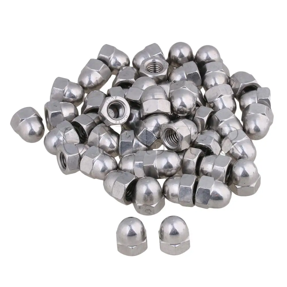 

CNBTR 50 Pieces M8 Thread Dia Dome Head 304 Stainless Steel Cap Acorn Hex Nuts
