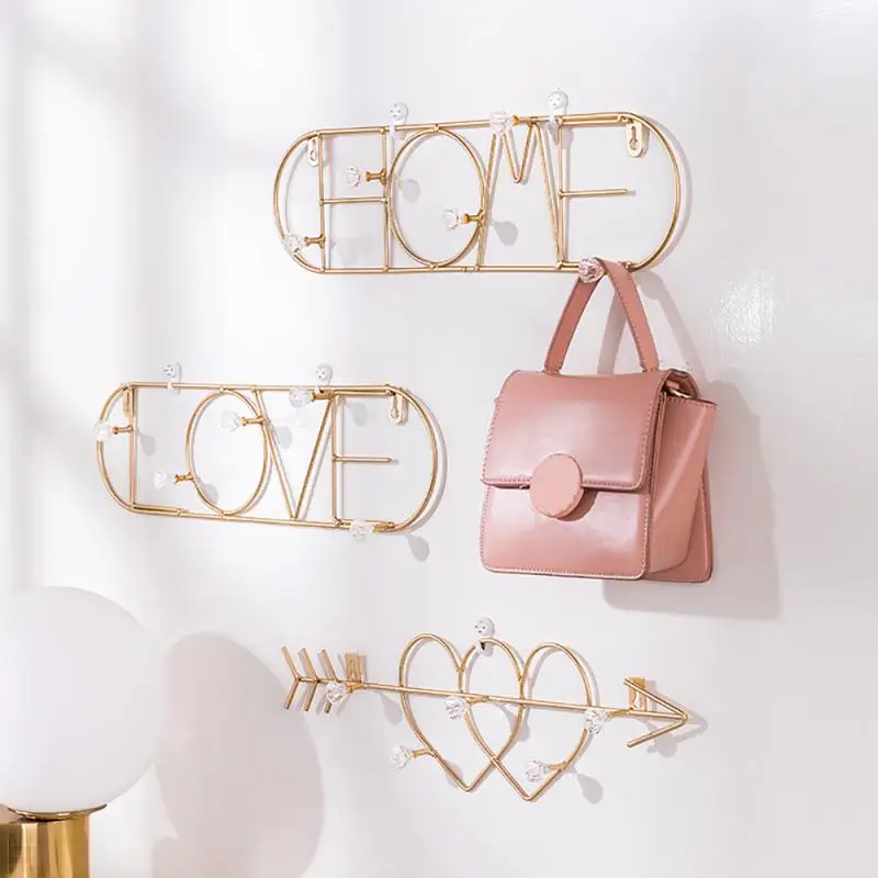 

Golden Hook Creative Heart Shaped Wall Hooks for Hanging Clothes Bedroom Door Decor Key Hanger Handbag Hanger Racks