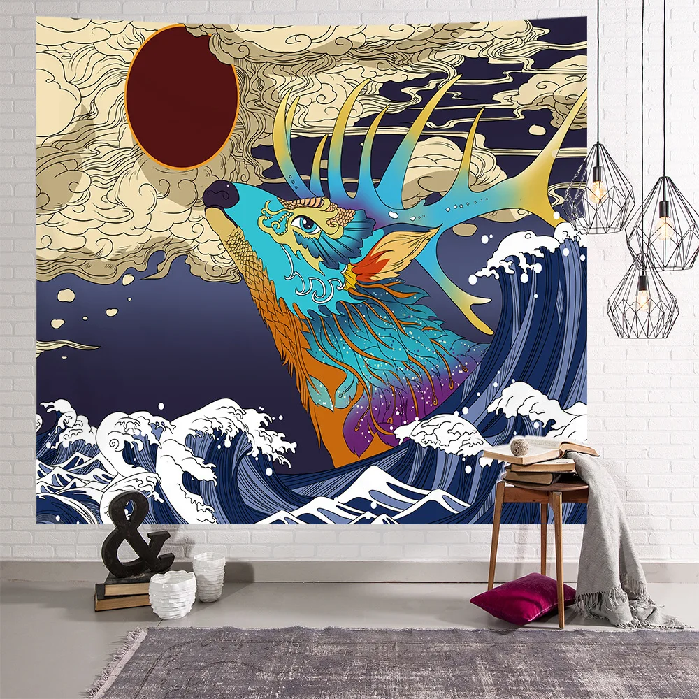 Гобелен для серфинга в японском стиле укиё-э канагава ретро коврик сна Харадзюку