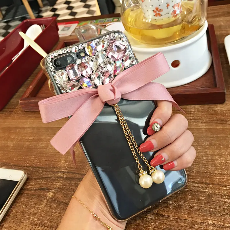 Для Iphone X XS MAX XR чехол для 11 11PRO 8 7 6 6S Plus Роскошный Блестящий горный хрусталь Бант