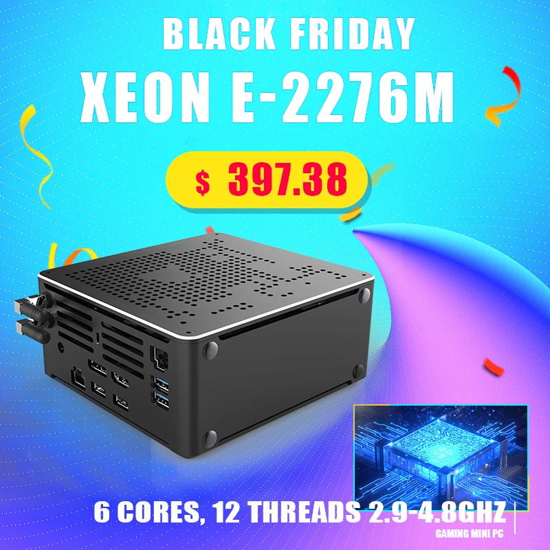 Новейший игровой ПК 9-го поколения Intel Xeon E-2286M 2276M 2 * Lans DDR4 64 Гб M.2 NVME Мини компьютер