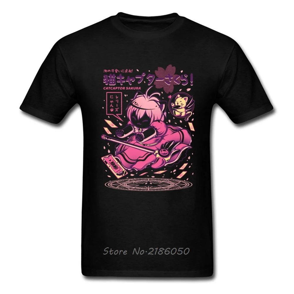 Футболка Catcaptor Sakura футболка с карточкой Мужская аниме Kawaii женские топы футболки