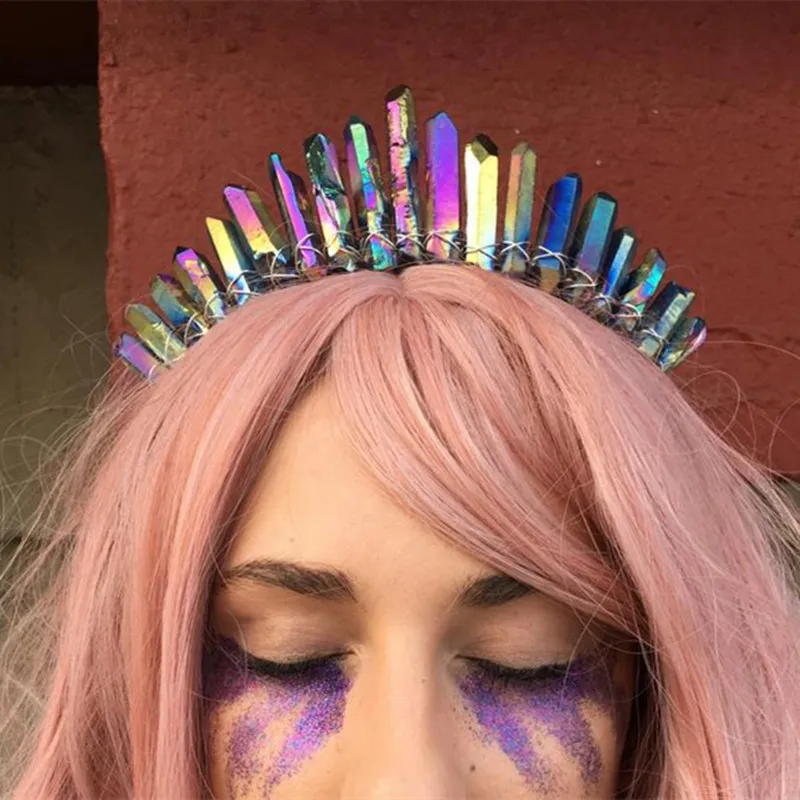 Кварцевые Серебряная корона с украшением в виде кристаллов принцессы свадебные