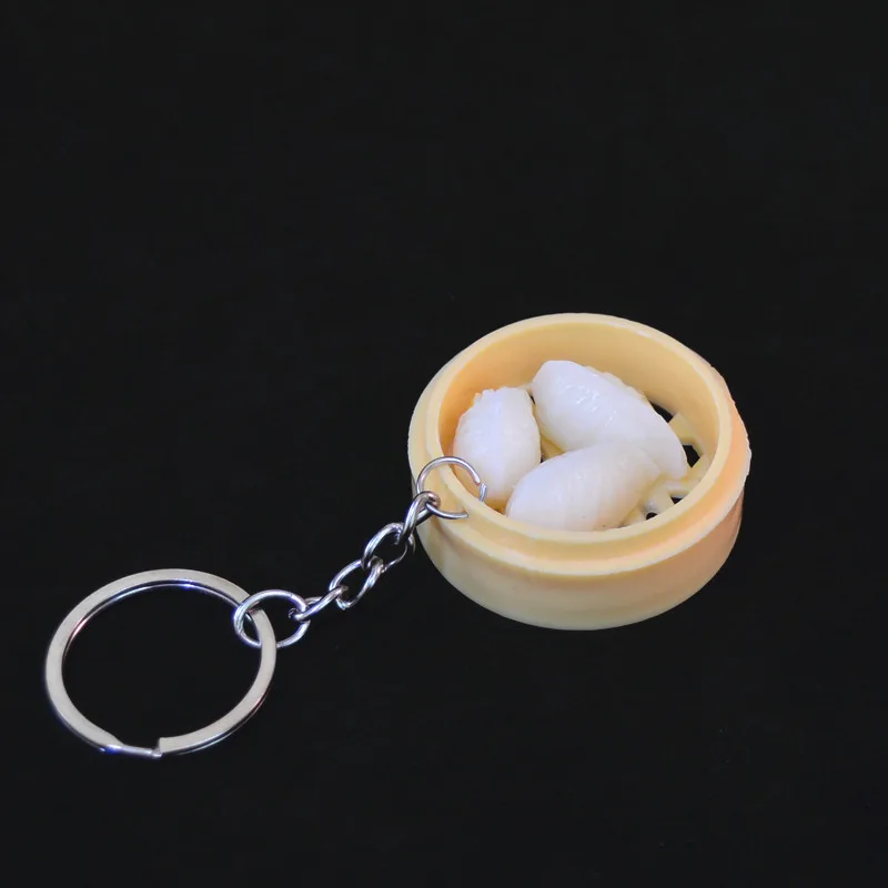

Lmitation Pendant Mini Steamer Key chain Small Steamed bun Steamer Model Toys Chinese cultural Education Key chains For Children