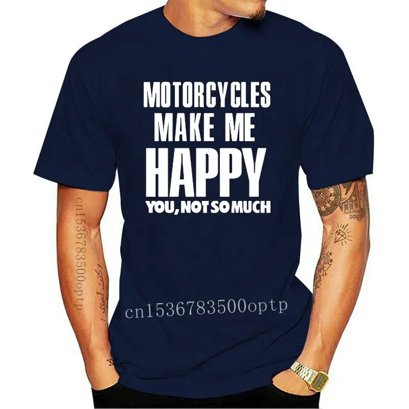 

Новые мотоциклетные футболки с принтом «сделай меня счастливой», Повседневная крутая одежда, Мужская хлопковая футболка с коротким рукаво...