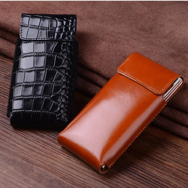 Handmade Genuine Leather Belt Waist Bag Pouch Cover for SAMSUNG Galaxy Z Fold 4 3 Fold3 Crocodile Oil Wax Magnetic Flip Case