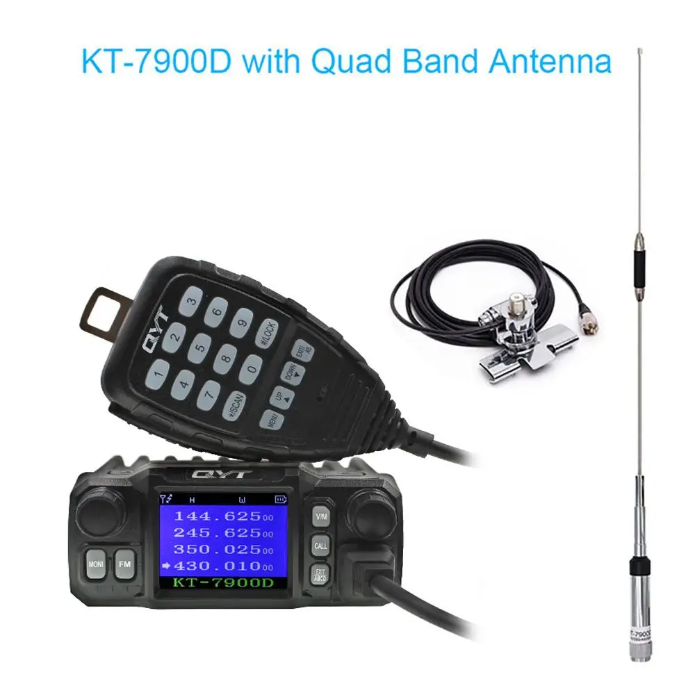 KT-7900D-antenna set Мини-автомобиля мобильного радио qyt KT-7900D 25 Вт Quad Band 144/220/350/440 мГц walkie talkie+ антенна/Питание - Цвет: KT-7900D-antenna set