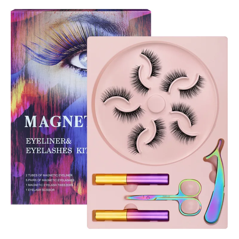 

New Magnetic Eyelashes Set Makeup Set Magnetic Liquid Eyeliner Magnet Lashes Set with Tweezers Without Glue Magnetic Lash Boxes