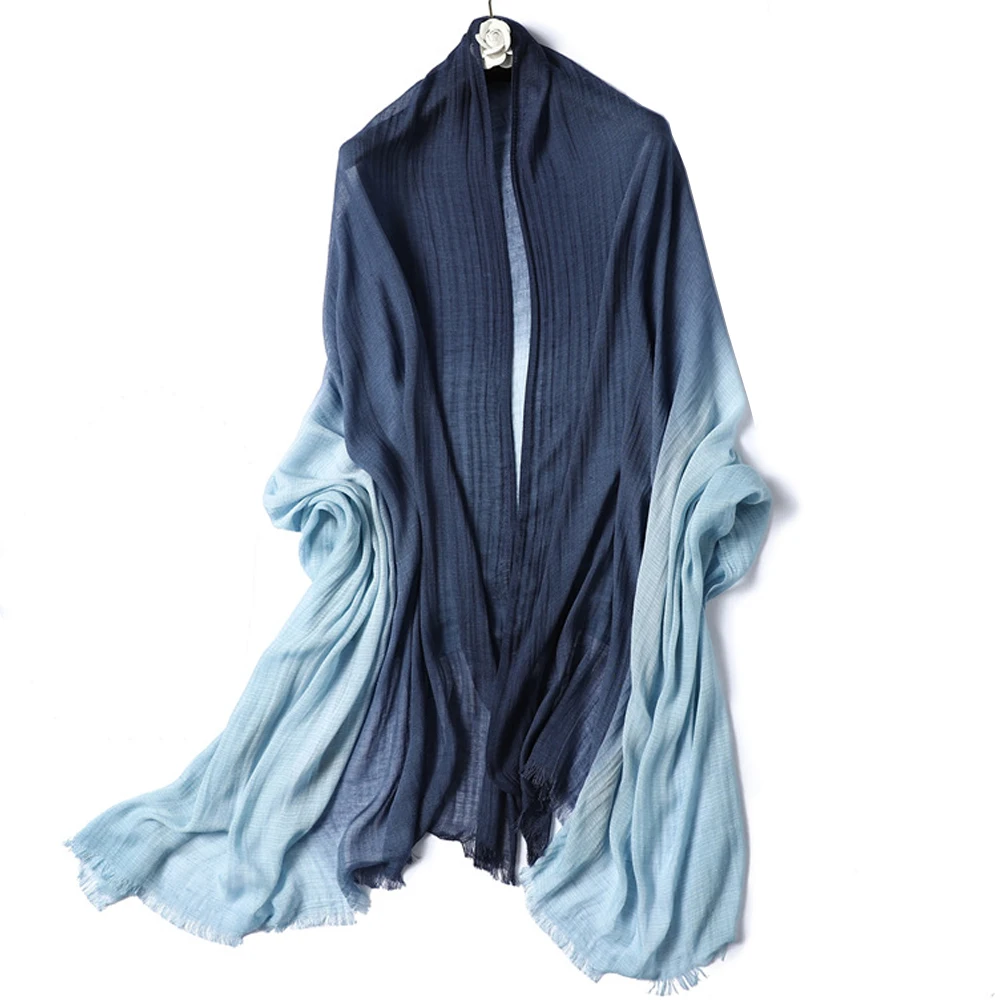 

Design New Cotton Women Scarf Spring-Autumn Hijab Large Gradient Print Shawl Wraps Foulard Femme Bandana Pashmina Trend Kerchief