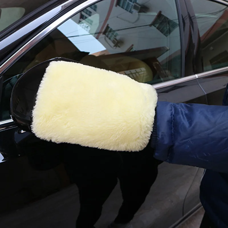 Новая двухсторонняя шерстяная перчатка для мойки автомобиля щетка чистки воска