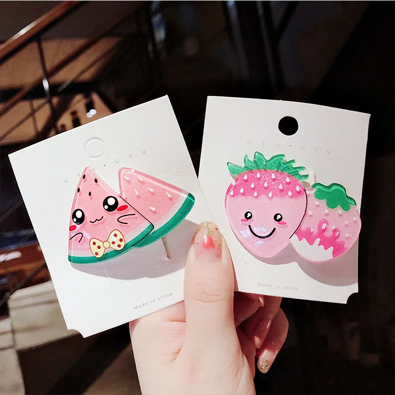 Новое платье для девочек с милой фруктовой винограда арбуз клубника заколки