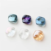 new style 100pcslot color print geometry irregular square shape straight hole glass beads diy jewelry earringgarment accessory