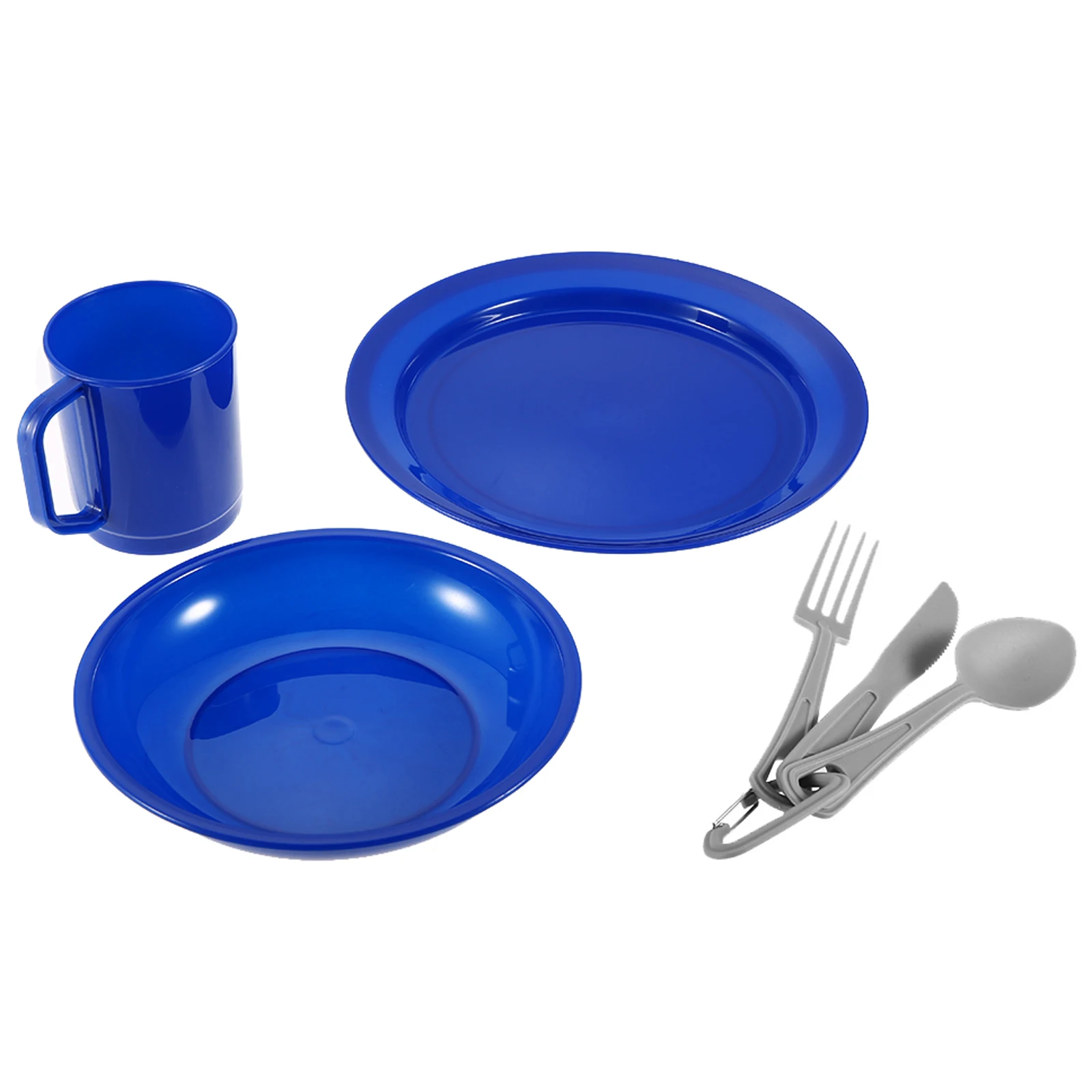 

6 Pieces Tableware Set for 1-Person Dinnerware Cutlery Plate Bowl Mug Fork Spoon Cutter for Camping Backpacking