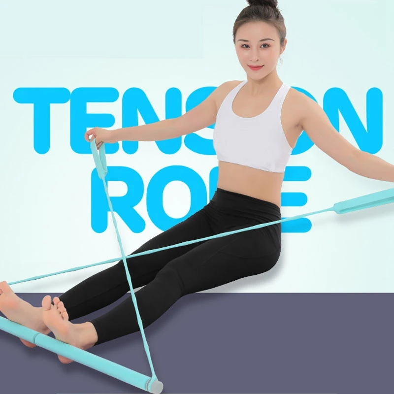 

Yoga Pilates Bar Exercise Resistance Band Kit Portable Pilates Stick Muscle Toning Bar Home Gym Pilates with Foot Loop