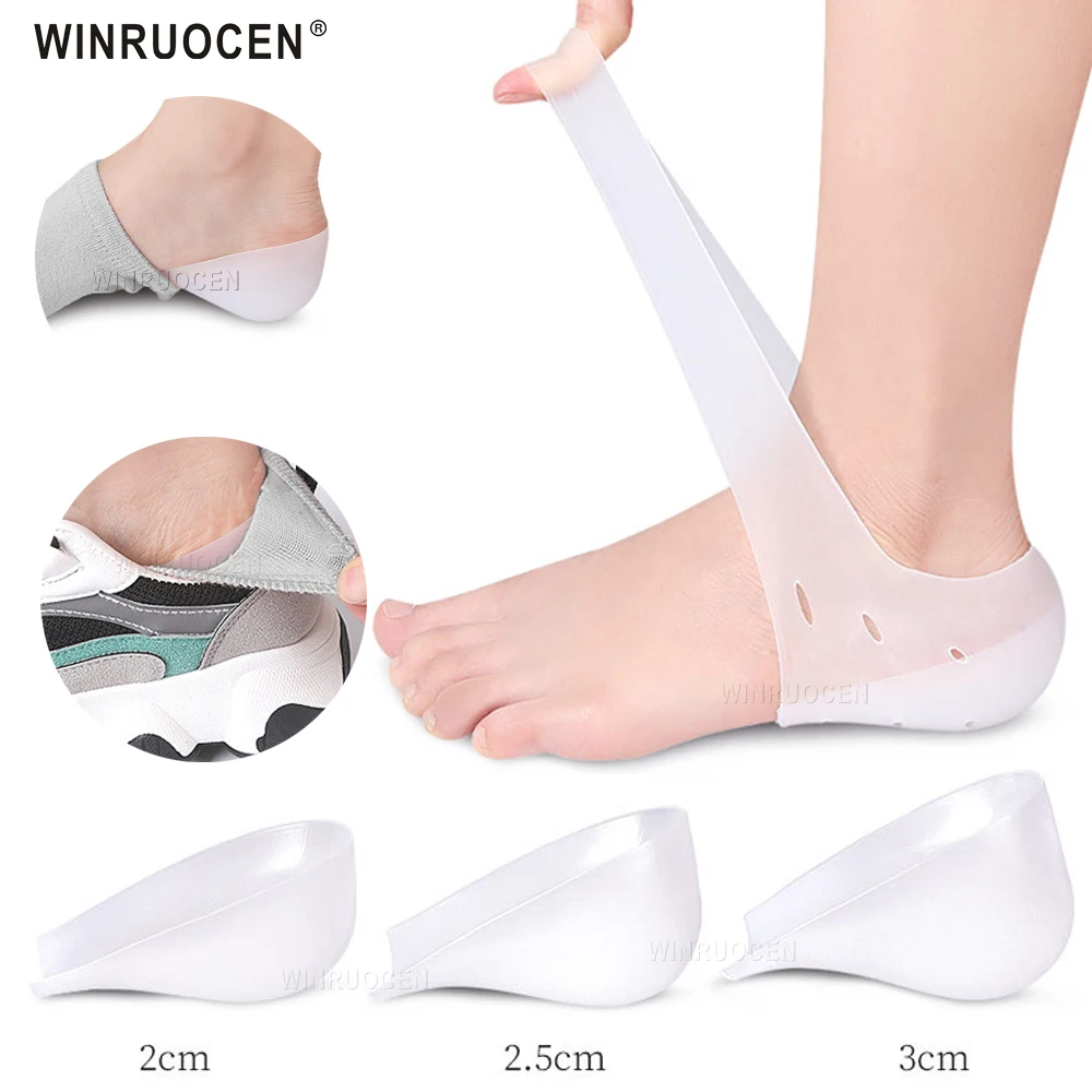 

1.5cm 2.5cm 3.5cm Increase Height Silicone Gel Pads Heel Heightened Gel Insole In Socks Relieve Plantar Fasciitis Foot Care