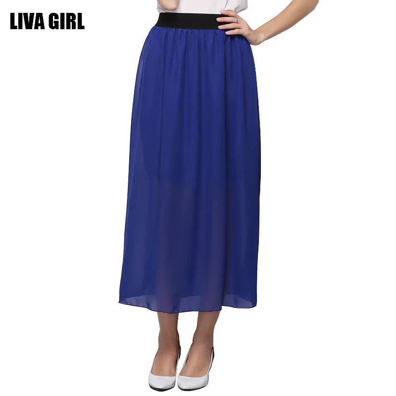 Женская юбка с эластичным поясом шифоновая большого размера модель HJY1305 в