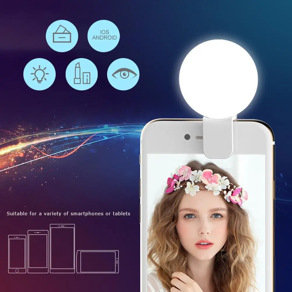 

Mini Led Selfie Ring Lamp Q Darkness Selfie Ring Light Portable Flash LED USB Clip Mobile Phone Fill Lamp Novelty Phones Light