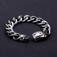 16mm width retro chain bracelet polished stainless steel mens bracelets massive jewelry best friends boyfriend gifts for him