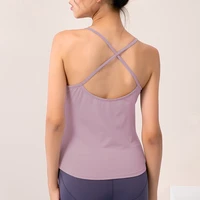 yoga women tank tops gym running sling crop top with chest pad solid vest sports top sexy casual women fitness workout t shirt
