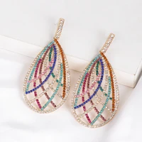 wholesale jujia gold color earrings water drop pierced dangle earrings women girls big long drop earrings fashion jewelry