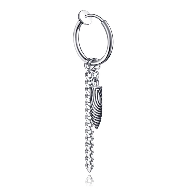 

XiaoboACC Men s earringsKorean Fashion Chain Tassel Titanium Steel Hoops Earrings Wholesale