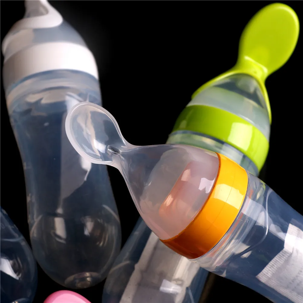 Baby feeder Silicone rice cereal bottle Baby Squeezing Feeding Spoon Training Scoop Rice Cereal Food Supplement Feeder Safety