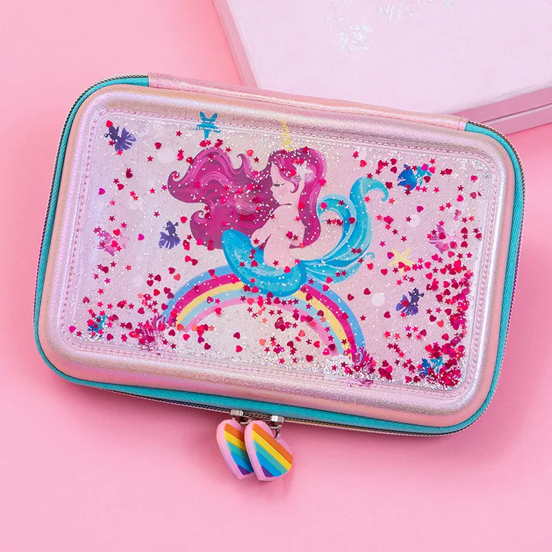 Пенал с единорогом и зыбучим песком милый многофункциональный чехол большой