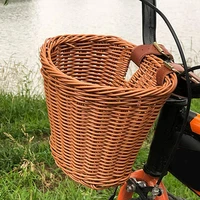 40 hot sales rattan storage pounch mtb mountain bicycle removable handlebar basket carrier