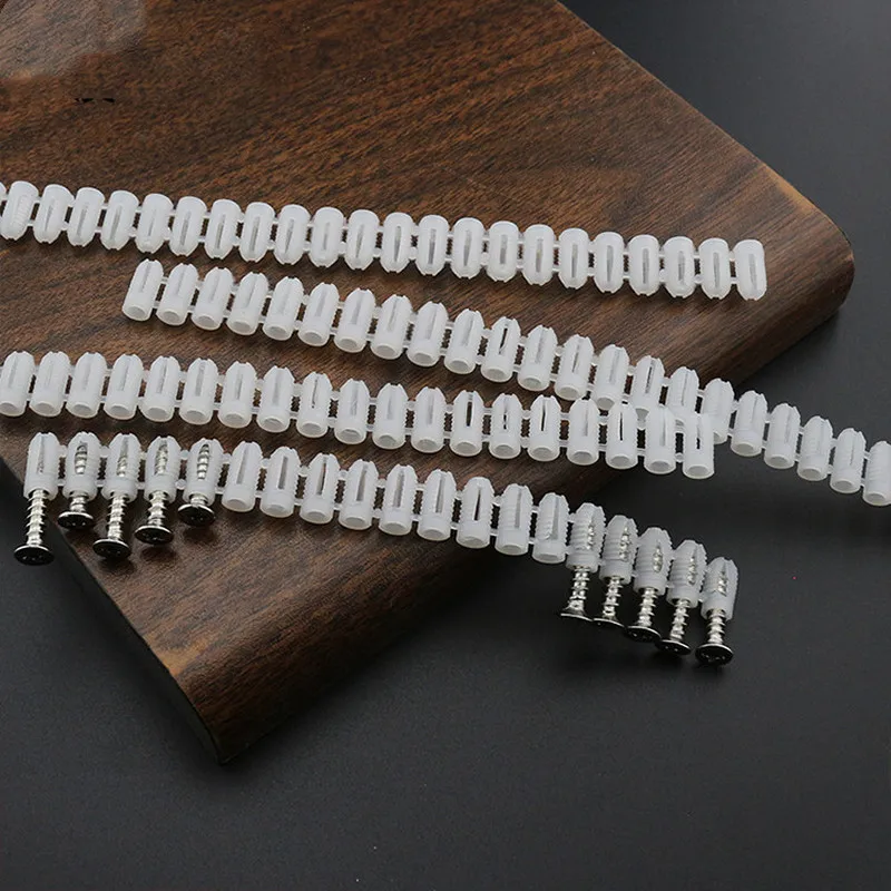 

25pc/lot M4 Self-tapping screws expansion bolt nylon plug column plastic screw anchor for Door hinge hole decoration Fasteners