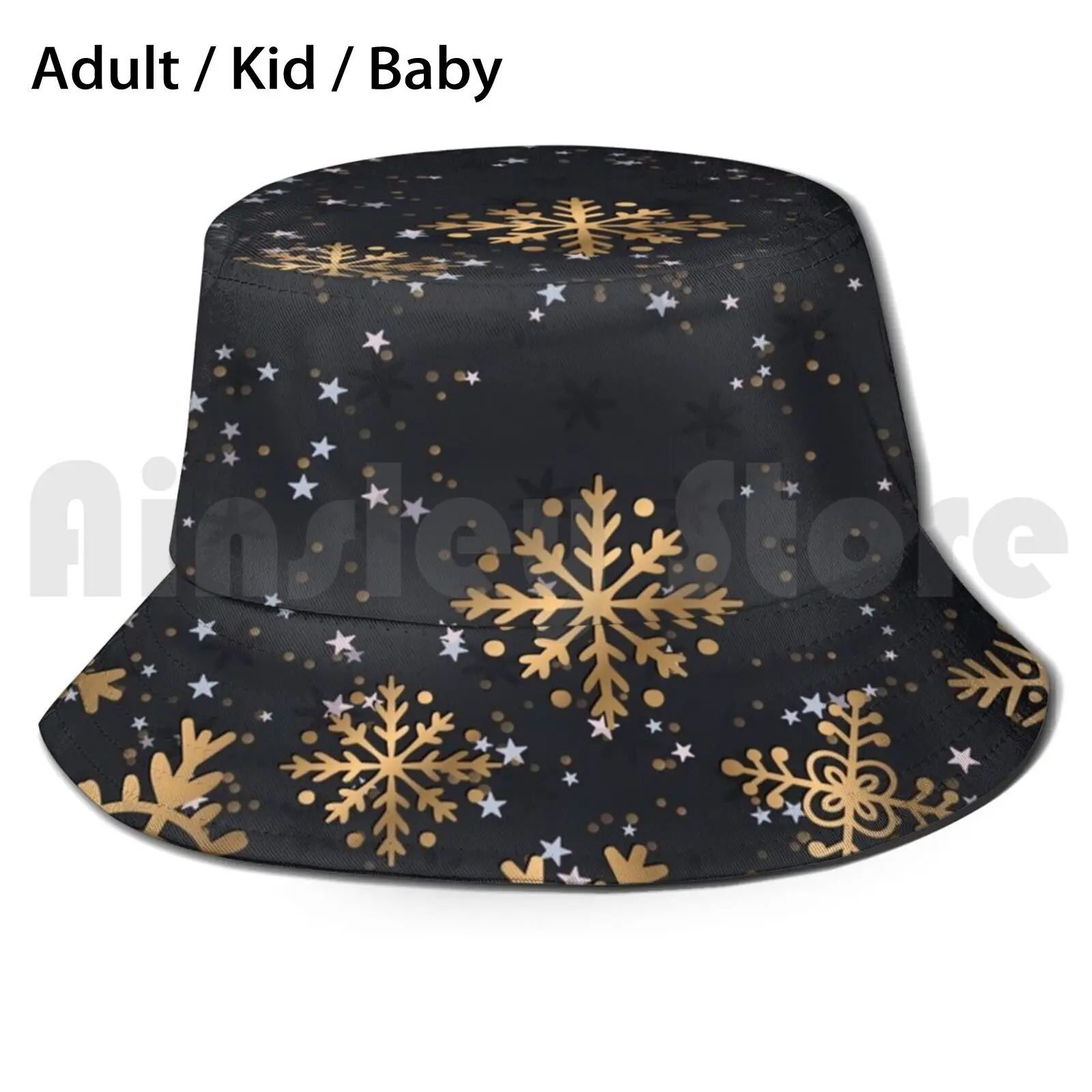 Панама с золотыми снежинками для взрослых и детей детские пляжные