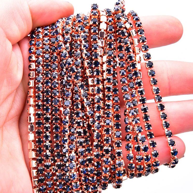 Стразы AAAAA отделка прозрачный камень Хрустальная цепочка розовое золото