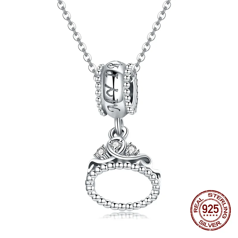 100% Стерлинговое Серебро 925 пробы ожерелье с короной принцессы кулон подходит для