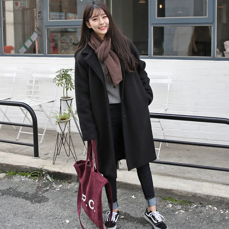 Женское пальто, Новая повседневная Корейская версия, длинное пальто, модное женское пальто, большой размер, однобортное