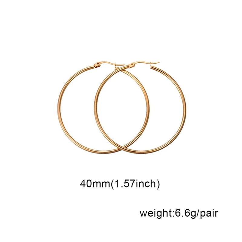 EAR8507GD4 Простые новые модные ювелирные изделия из титановой стали, большие круглые серьги-кольца для женщин, преувеличенное кольцо для ушей из нержавеющей стали, круглая линия - Окраска металла: EAR8507GD4