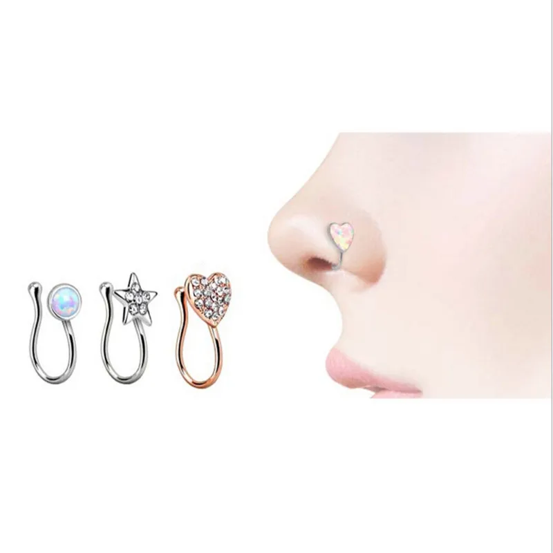 Кристальное кольцо искусственный пирсинг зажим для носа потрясающее Новое