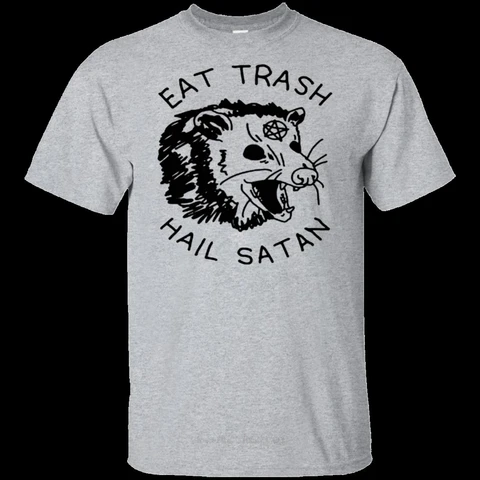 Ешьте мусор с надписью «Hail Satan» Possum футболка хлопок Мужская Летняя мода Футболка Евро размер
