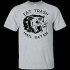 Ешьте мусор с надписью Hail Satan Possum футболка хлопок Мужская Летняя мода Футболка Евро размер