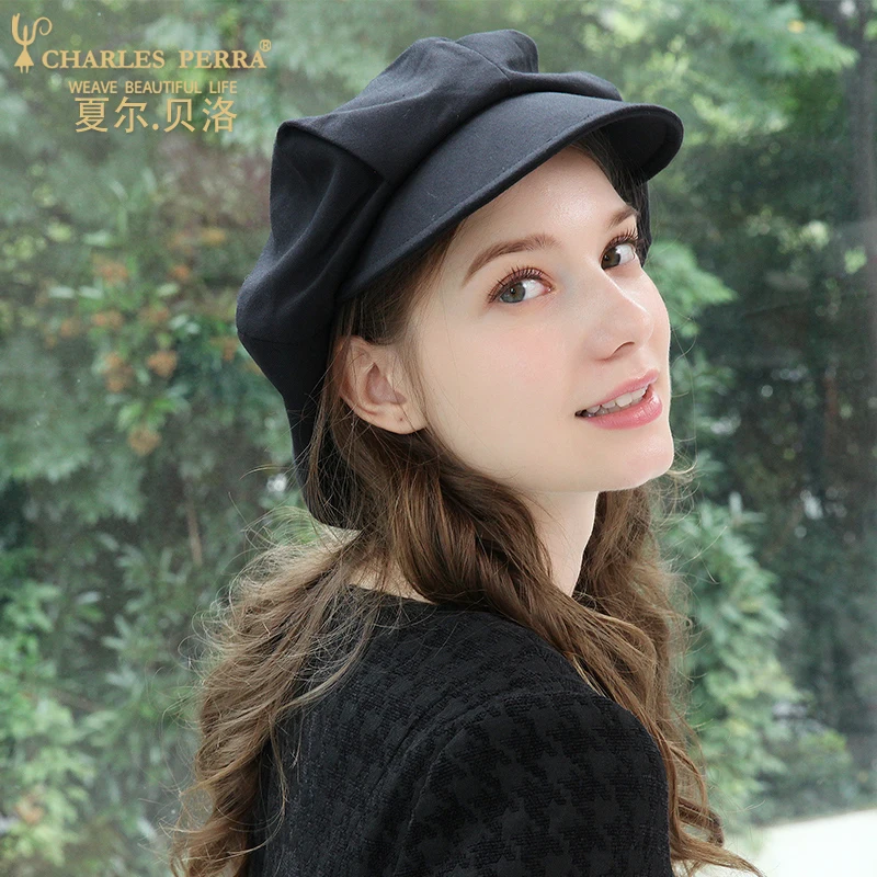 Autumn Hat Female New Warm Hats Casual Octagonal Hat Korean Version Fashion Simple Elegant Woman's Beret 2A40