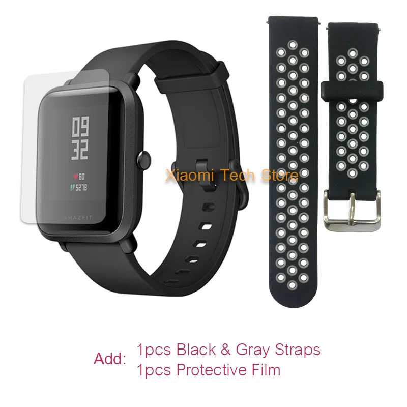 Смарт часы Xiaomi Amazfit Bip GPS [ Русский язык ] Умные часы со склада России, Официальная гарантия 1 год Huami - Цвет: -Gray-and-film.-