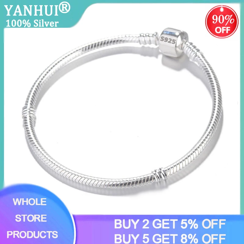 YANHUI с сертификатом женский 100% оригинальный 925 твердый Серебряный Змеиный цепочка
