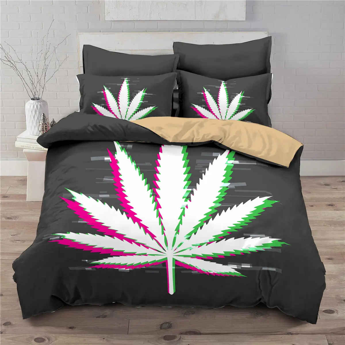 

Maple Leaves Bedding Set 3d Comforter Covers Home Textiles Queen King Size Plant Bedroom Quilt Cover Pillowcase