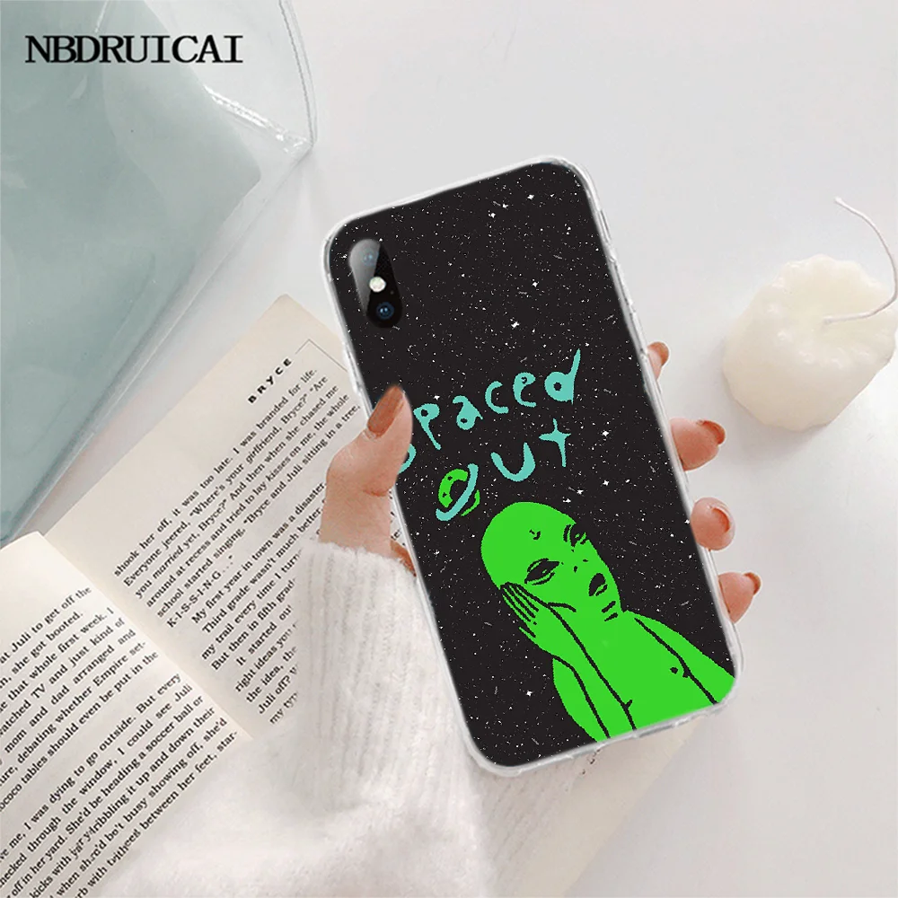 NBDRUICAI Trippy Tie Dye Peace Alien TPU черный чехол для телефона Корпус iPhone 11 pro XS MAX 8 7 6 6S Plus X 5S SE XR |
